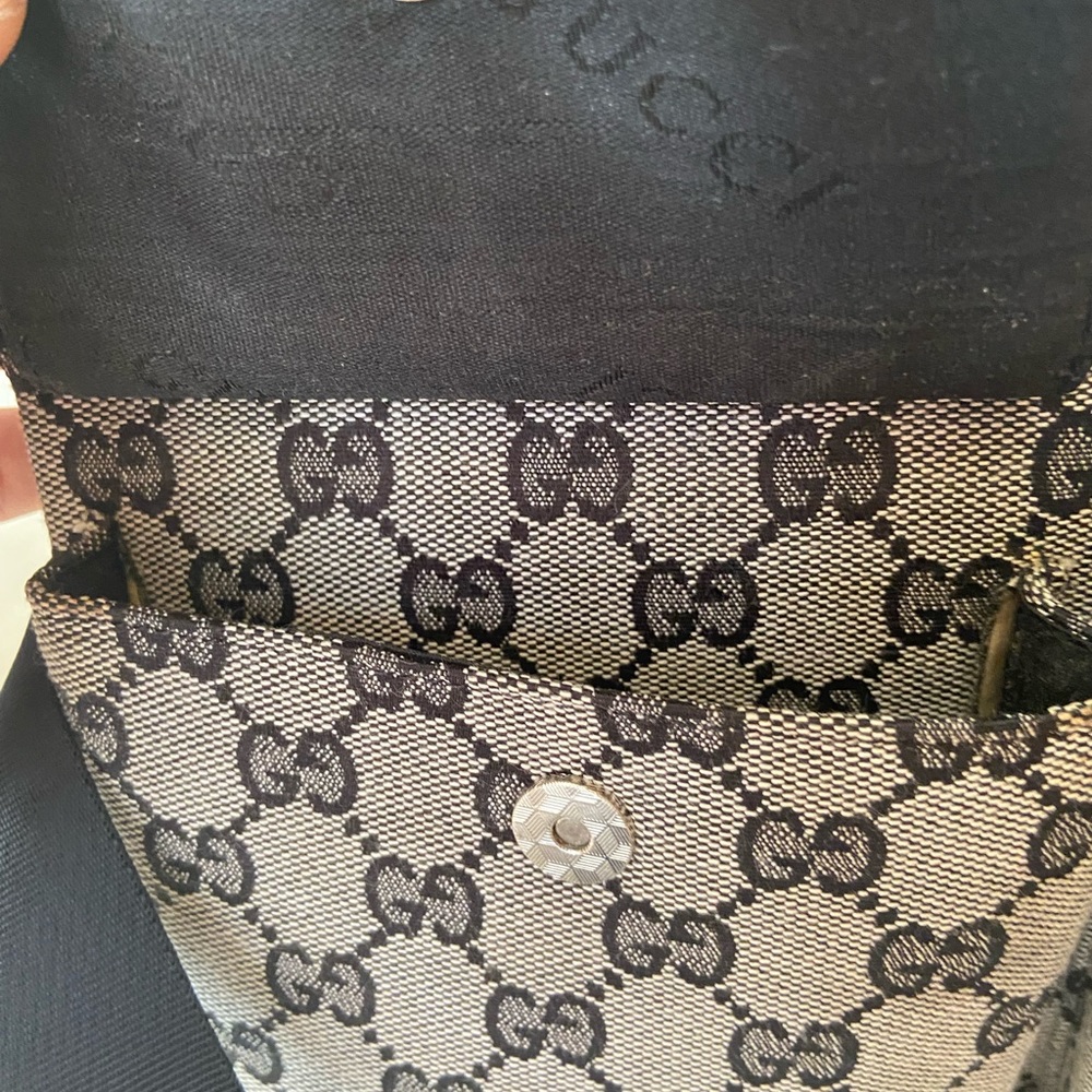 Black and Beige Canvas Satchel Belt Bag - Picture 7 of 9